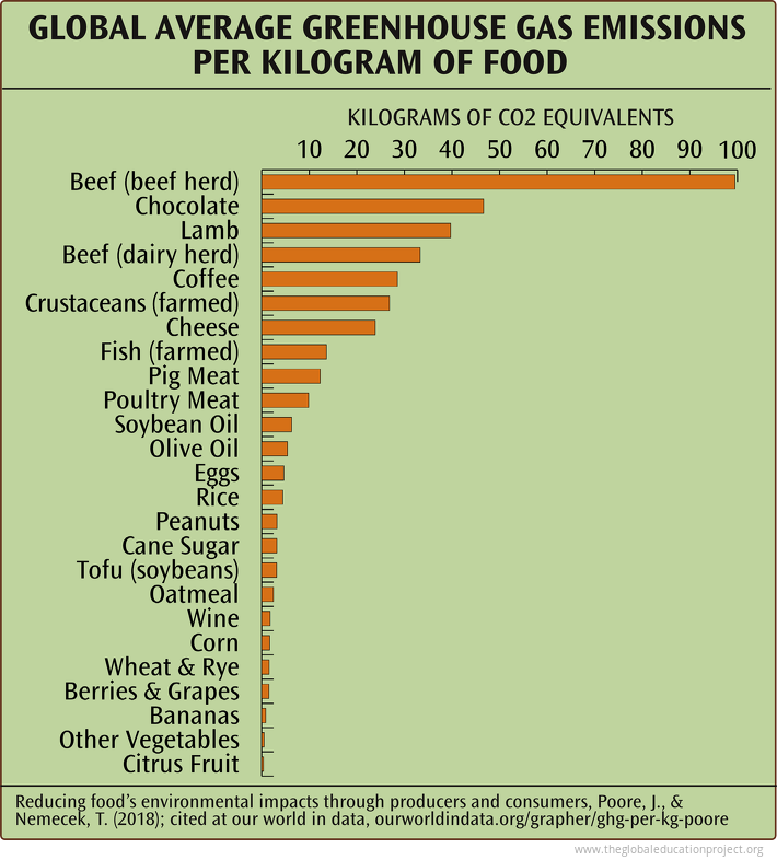 Greenhouse Gas Emissions per Kilogram of Food