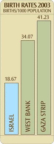 Birth Rates in Israel, West Bank and Gaza Strip