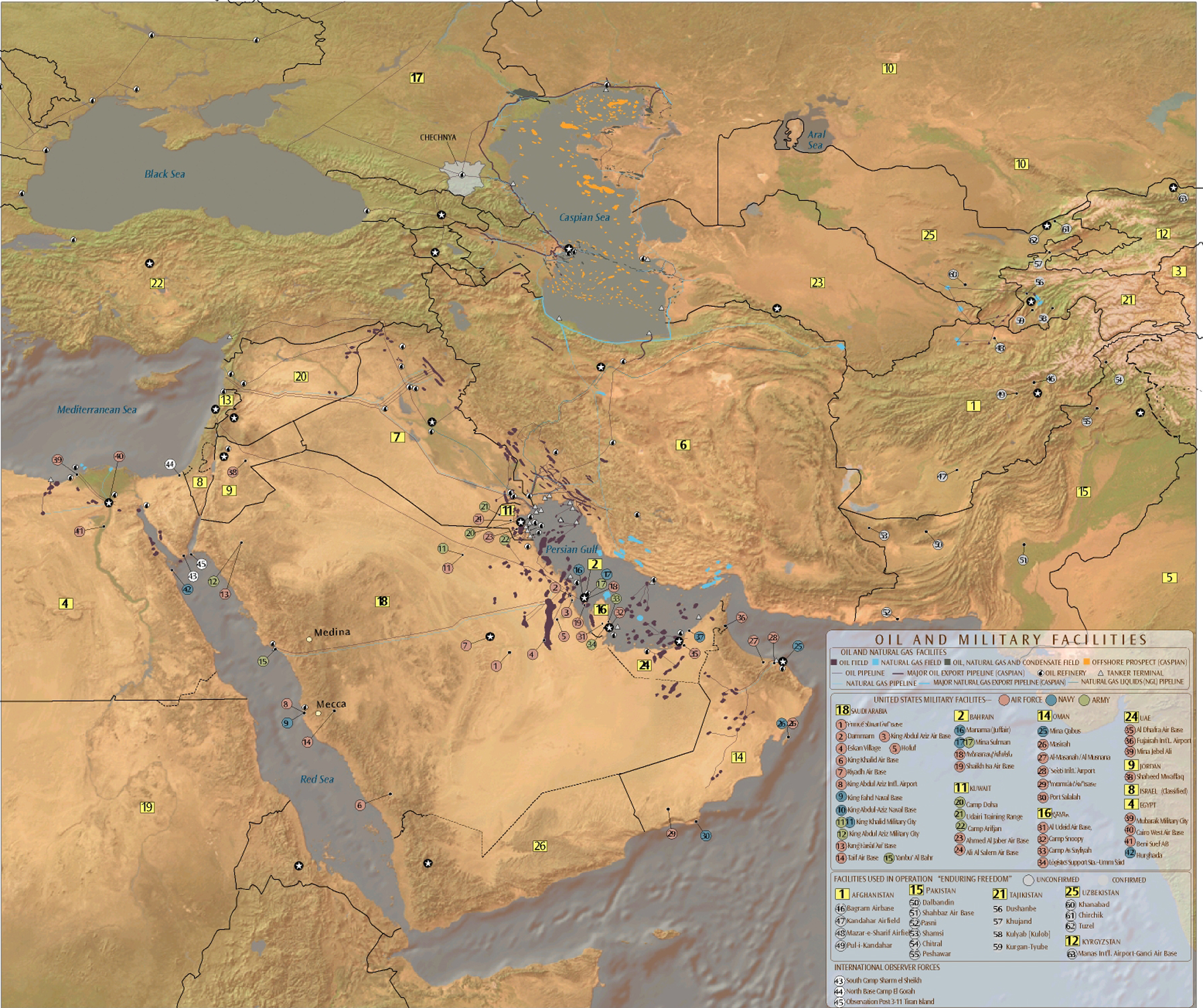 Geographical Map Of The Middle East