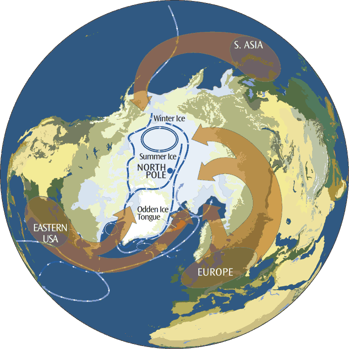 Map of Arctic Geography, Winds, Ice, and Currents - The Global ...