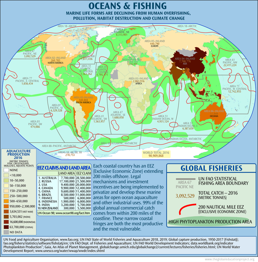 Map of Global Aquaculture and Fisheries The Global Education Project